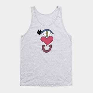 Cute Eye Love You Cartoon Text Art Tank Top